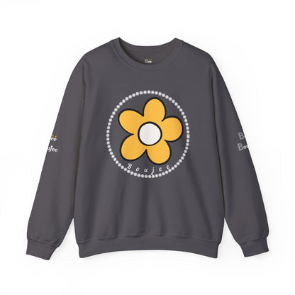 Boujee Flower Yellow White - Heavy Blend™ Dark Colors Crewneck Sweatshirt