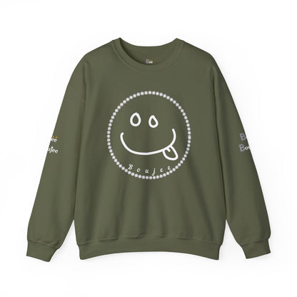 Boujee Smiley Goofy Face - Heavy Blend™ Dark Colors Crewneck Sweatshirt