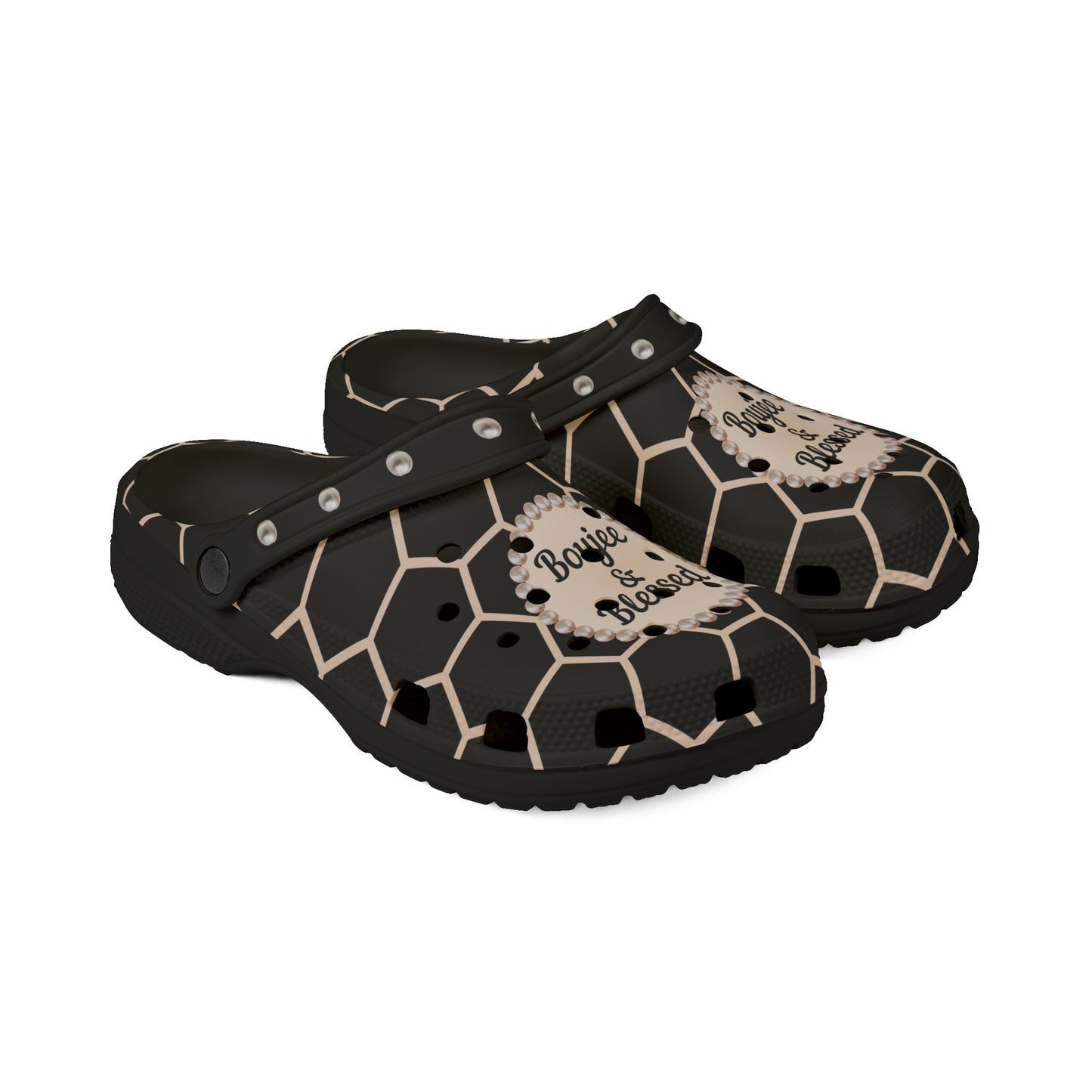 Boujee & Blessed Peach Honeycomb Clogs with Charms