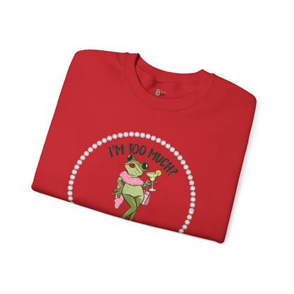 Boujee Frog I'm Too Much Go Find Less with Martini - Heavy Blend™ Light Colors Crewneck Sweatshirt
