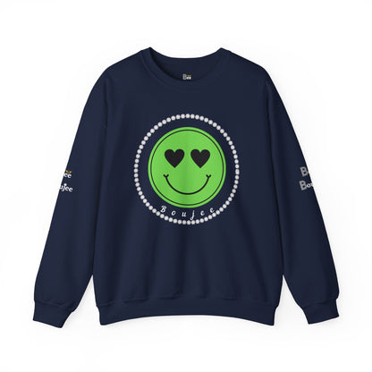 Boujee Smiley Face Green Heart Eyes - Heavy Blend™ Dark Colors Crewneck Sweatshirt