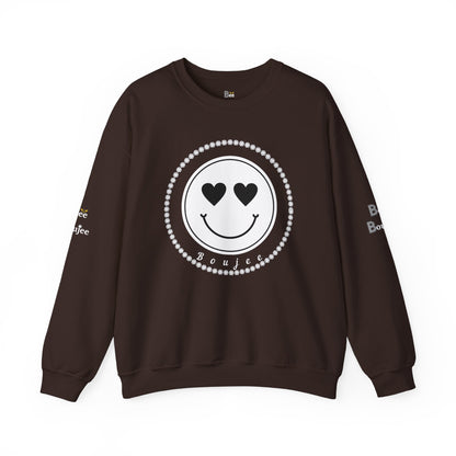 Boujee Smiley Face White Heart Eyes - Heavy Blend™ Dark Colors Crewneck Sweatshirt