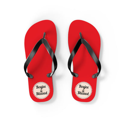 Boujee & Blessed RED Flip-Flops - SMALL