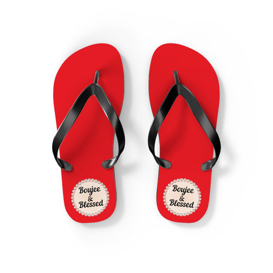 Boujee & Blessed RED Flip-Flops - SMALL