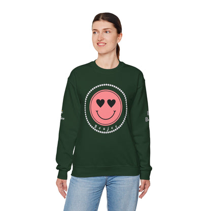 Boujee Smiley Face Pink Heart Eyes - Heavy Blend™ Dark Colors Crewneck Sweatshirt
