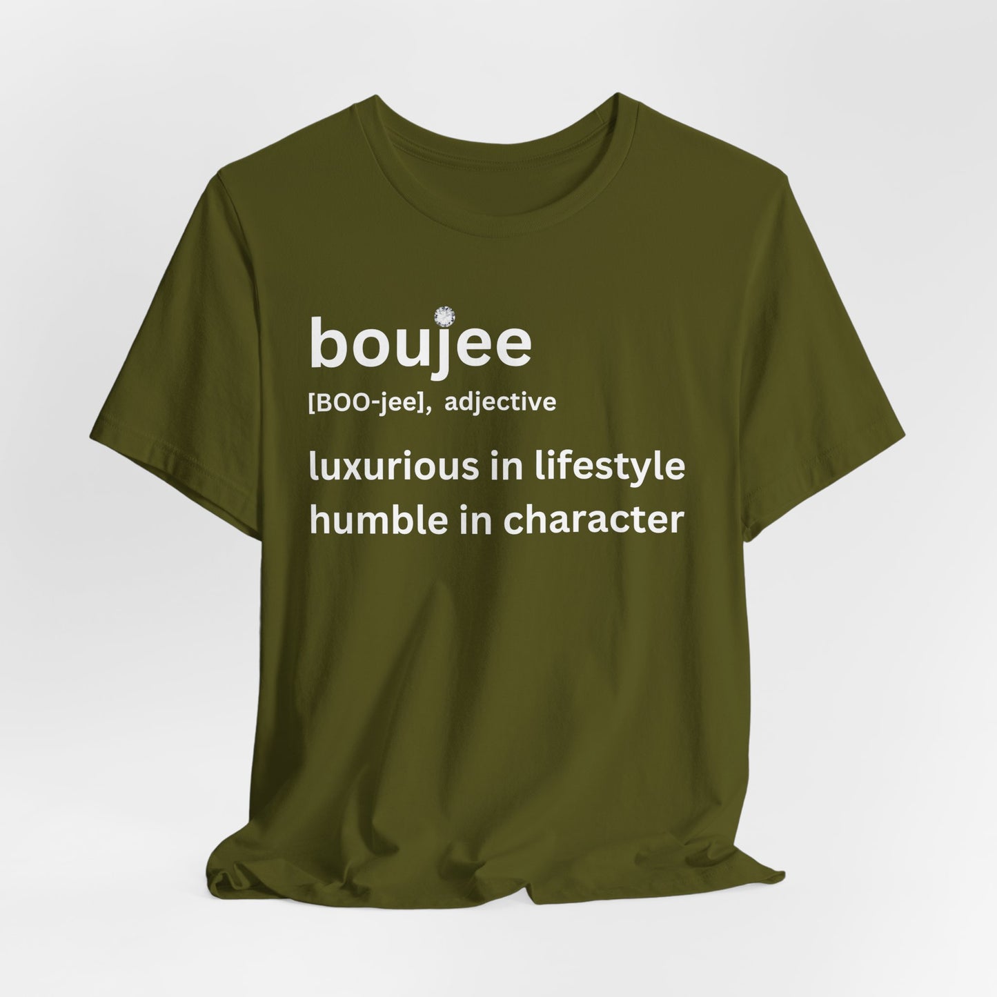 Boujee (adjective) Tee — Luxurious in Lifestyle, Humble in Character Dark Tee