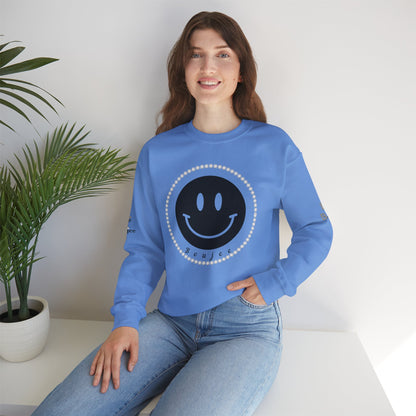 Boujee Smiley Face Black - Heavy Blend™ Light Colors Crewneck Sweatshirt