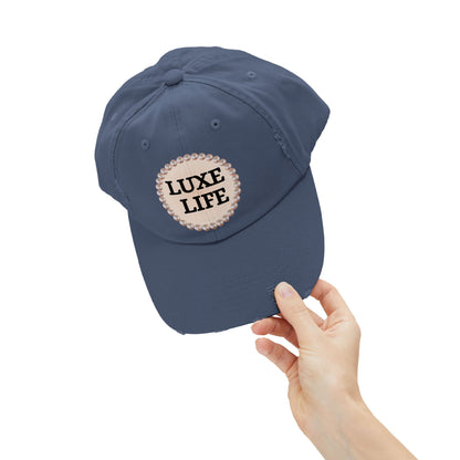 Luxe Life - Distressed Pearl-Emblem Cap