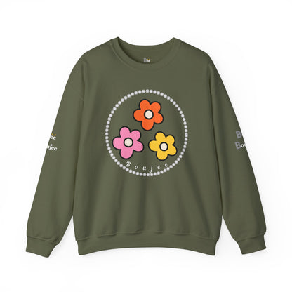 Boujee Mini Flowers Pink Orange Yellow in Diamonds Heavy Blend™ Dark Colors Crewneck Sweatshirt