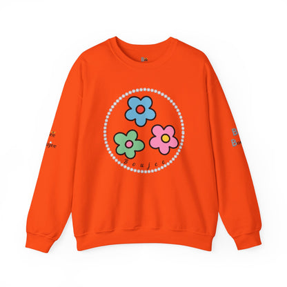 Boujee Mini Flowers Blue Pink Green - Heavy Blend™ Light Colors Crewneck Sweatshirt