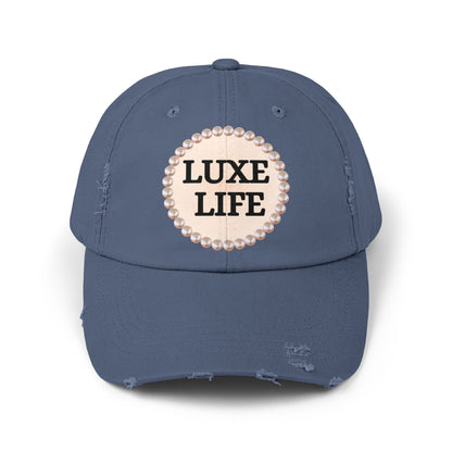 Luxe Life - Distressed Pearl-Emblem Cap