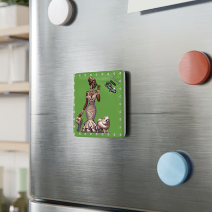 Feeling Boujee in PEARLS - Porcelain Magnet 03, Square GREEN