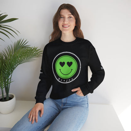 Boujee Smiley Face Green Heart Eyes - Heavy Blend™ Dark Colors Crewneck Sweatshirt