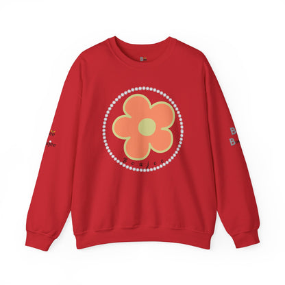 Boujee Flower Orange Green - Heavy Blend™ Light Colors Crewneck Sweatshirt