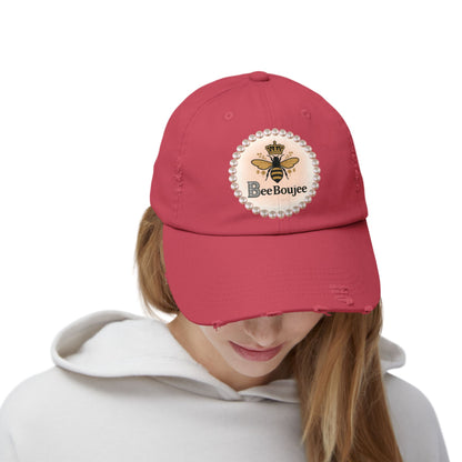 Bee Boujee Distressed Pearl-Emblem Cap