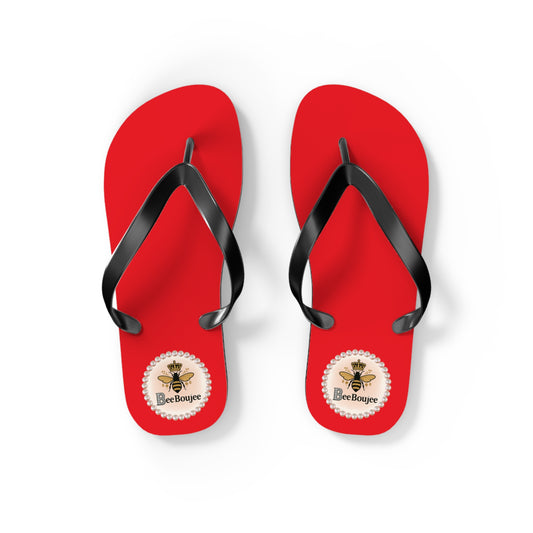 Bee Boujee Crowned-Bee RED Flip-Flops - SMALL