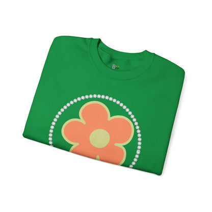 Boujee Flower Orange Green - Heavy Blend™ Light Colors Crewneck Sweatshirt