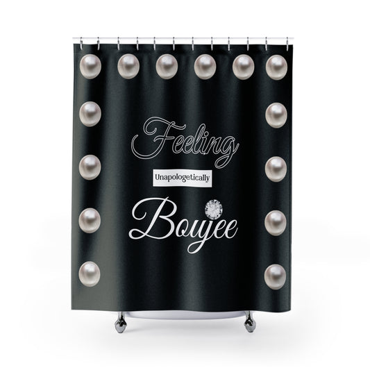 Feeling Boujee - Shower Curtain BLACK with PEARLS