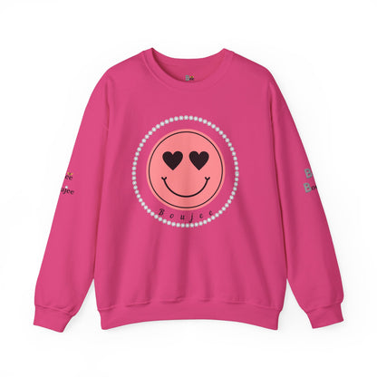 Boujee Smiley Face Pink Heart Eyes - Heavy Blend™ Light Colors Crewneck Sweatshirt