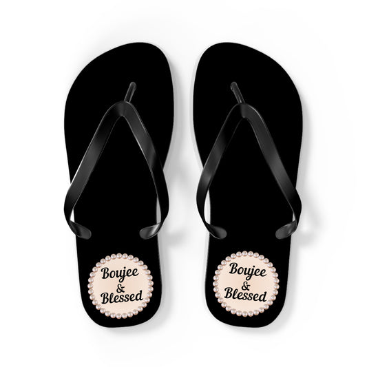 Boujee & Blessed BLACK Flip Flops - LARGE