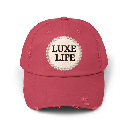 Luxe Life - Distressed Pearl-Emblem Cap