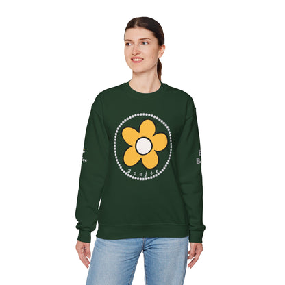 Boujee Flower Yellow White - Heavy Blend™ Dark Colors Crewneck Sweatshirt