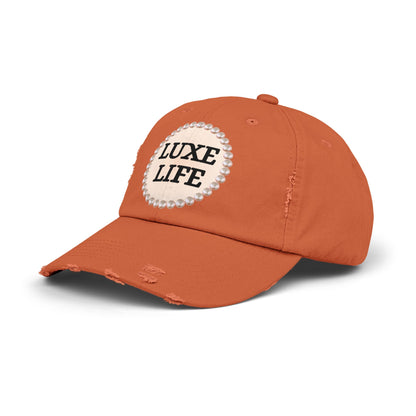 Luxe Life - Distressed Pearl-Emblem Cap