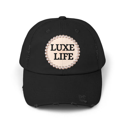 Luxe Life - Distressed Pearl-Emblem Cap