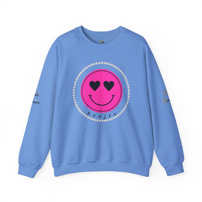 Boujee Smiley Face Heart Eyes Pink - Heavy Blend™ Light Colors Crewneck Sweatshirt
