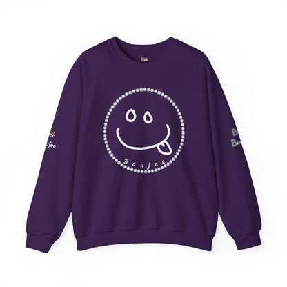 Boujee Smiley Goofy Face - Heavy Blend™ Dark Colors Crewneck Sweatshirt