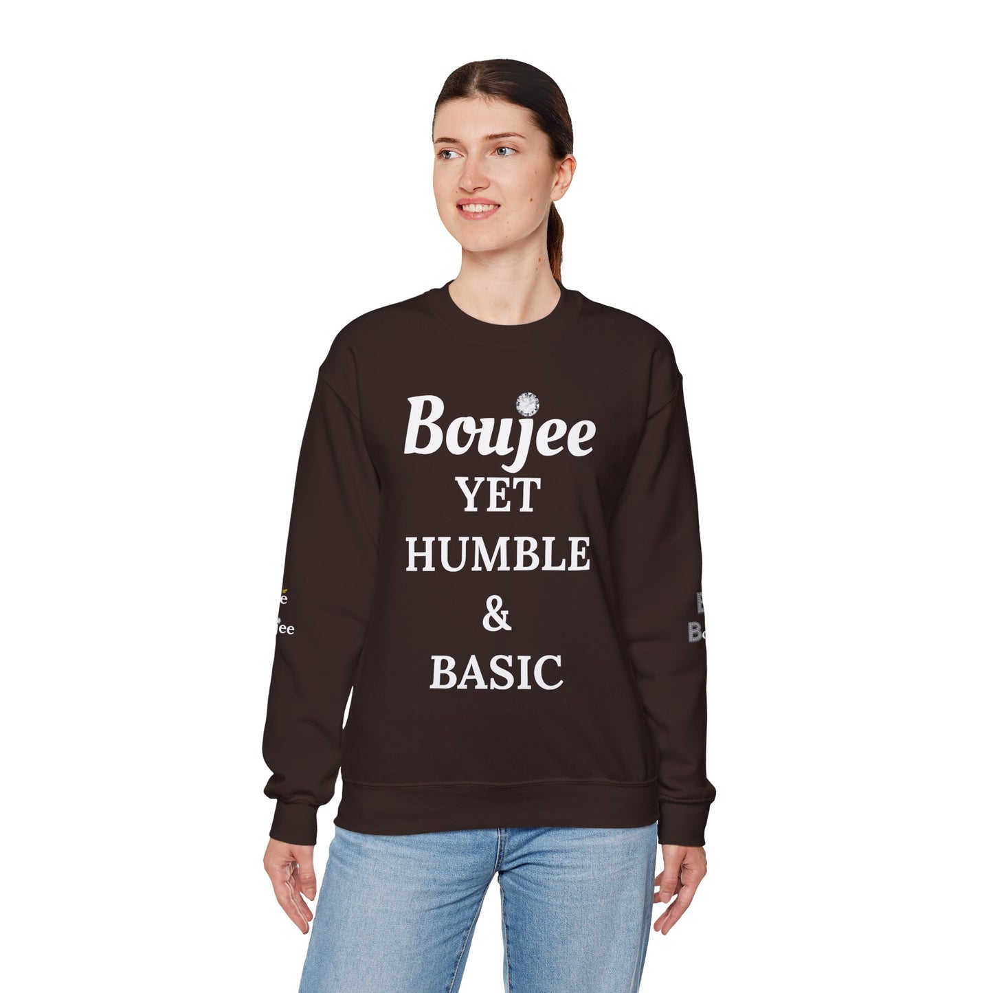 Boujee Yet Humble & Basic - Heavy Blend™ Dark Colors Crewneck Sweatshirt