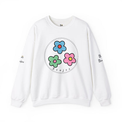 Boujee Mini Flowers Blue Pink Green - Heavy Blend™ Light Colors Crewneck Sweatshirt