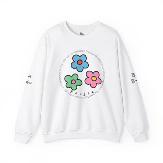 Boujee Mini Flowers Blue Pink Green - Heavy Blend™ Light Colors Crewneck Sweatshirt