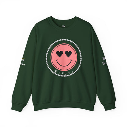 Boujee Smiley Face Pink Heart Eyes - Heavy Blend™ Dark Colors Crewneck Sweatshirt