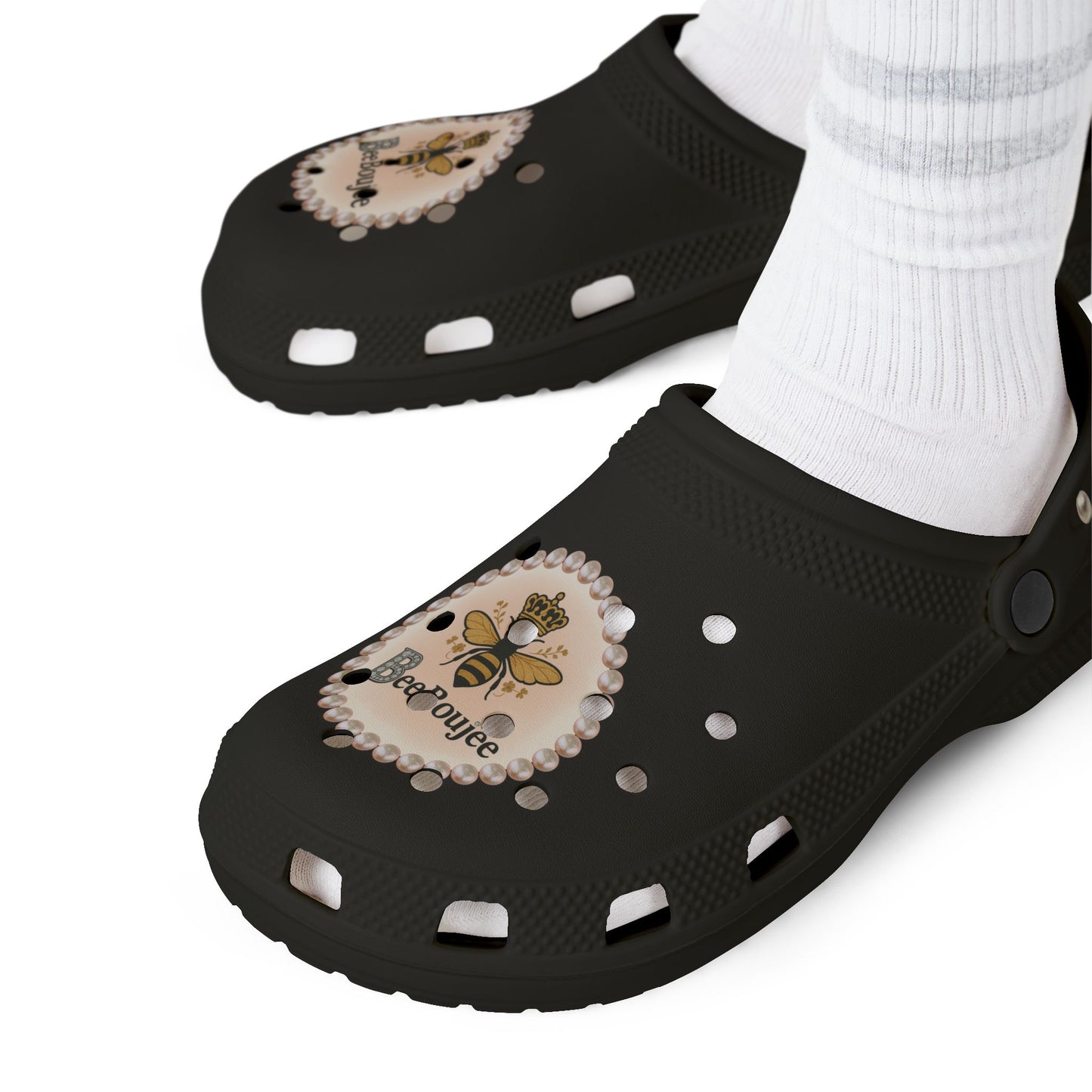 Bee Boujee Black Clogs with Charms