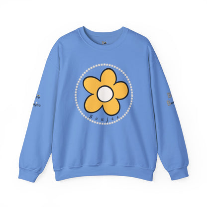 Boujee Flower Yellow White - Heavy Blend™ Light Colors Crewneck Sweatshirt