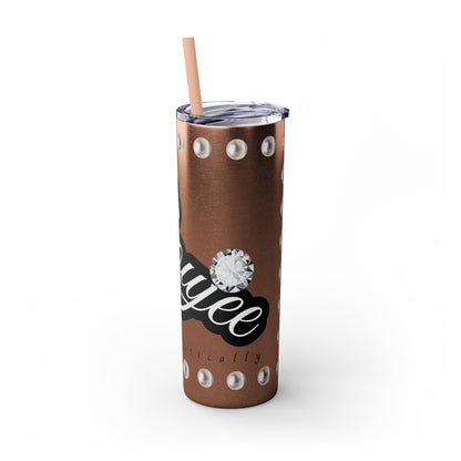Boujee Unapologetically in PEARLS - Skinny Tumbler with Straw, 20oz