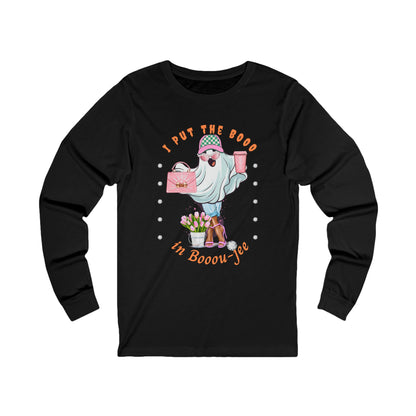 Halloween Booo in Boooujee - Jersey Long Sleeve Tee BROWN SKIN TONE