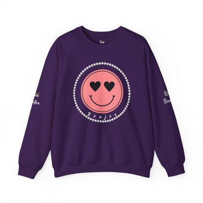 Boujee Smiley Face Pink Heart Eyes - Heavy Blend™ Dark Colors Crewneck Sweatshirt