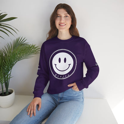 Boujee Smiley Face White - Heavy Blend™ Dark Colors Crewneck Sweatshirt