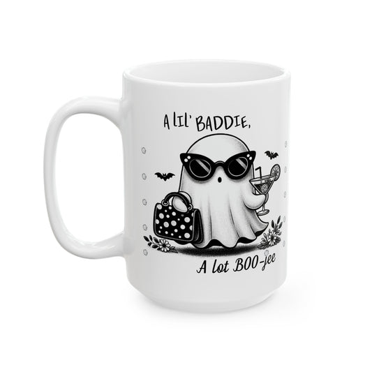 Halloween Lil' Baddie Lot Boojee WHITE Ceramic Mug, 15oz