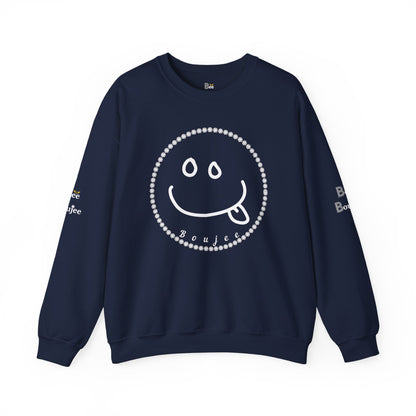 Boujee Smiley Goofy Face - Heavy Blend™ Dark Colors Crewneck Sweatshirt