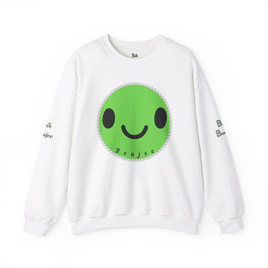 Boujee Smiley Face Green - Heavy Blend™ Light Colors Crewneck Sweatshirt