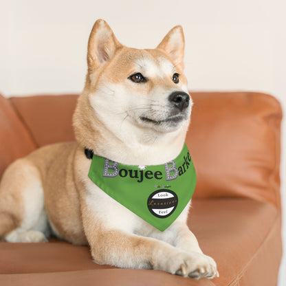 Boujee Barker Bandana GREEN - Pet Collar MEDIUM