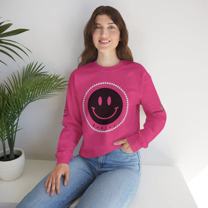 Boujee Smiley Face Black - Heavy Blend™ Light Colors Crewneck Sweatshirt
