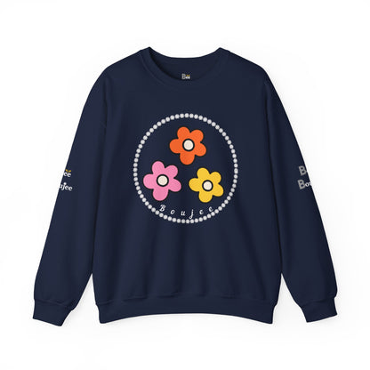 Boujee Mini Flowers Pink Orange Yellow in Diamonds Heavy Blend™ Dark Colors Crewneck Sweatshirt
