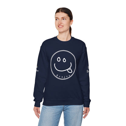 Boujee Smiley Goofy Face - Heavy Blend™ Dark Colors Crewneck Sweatshirt