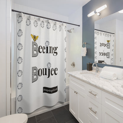 Beeing Boujee - Shower Curtain WHITE with DIAMONDS