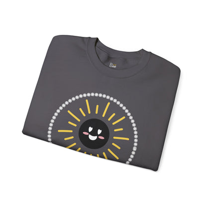 Boujee Sunshine Smiley Face Black - Heavy Blend™ Dark Colors Crewneck Sweatshirt