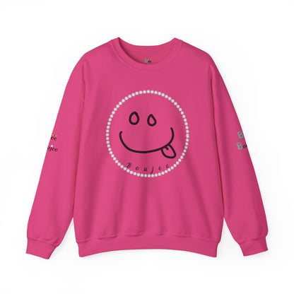 Boujee Smiley Goofy Face - Heavy Blend™ Light Colors Crewneck Sweatshirt